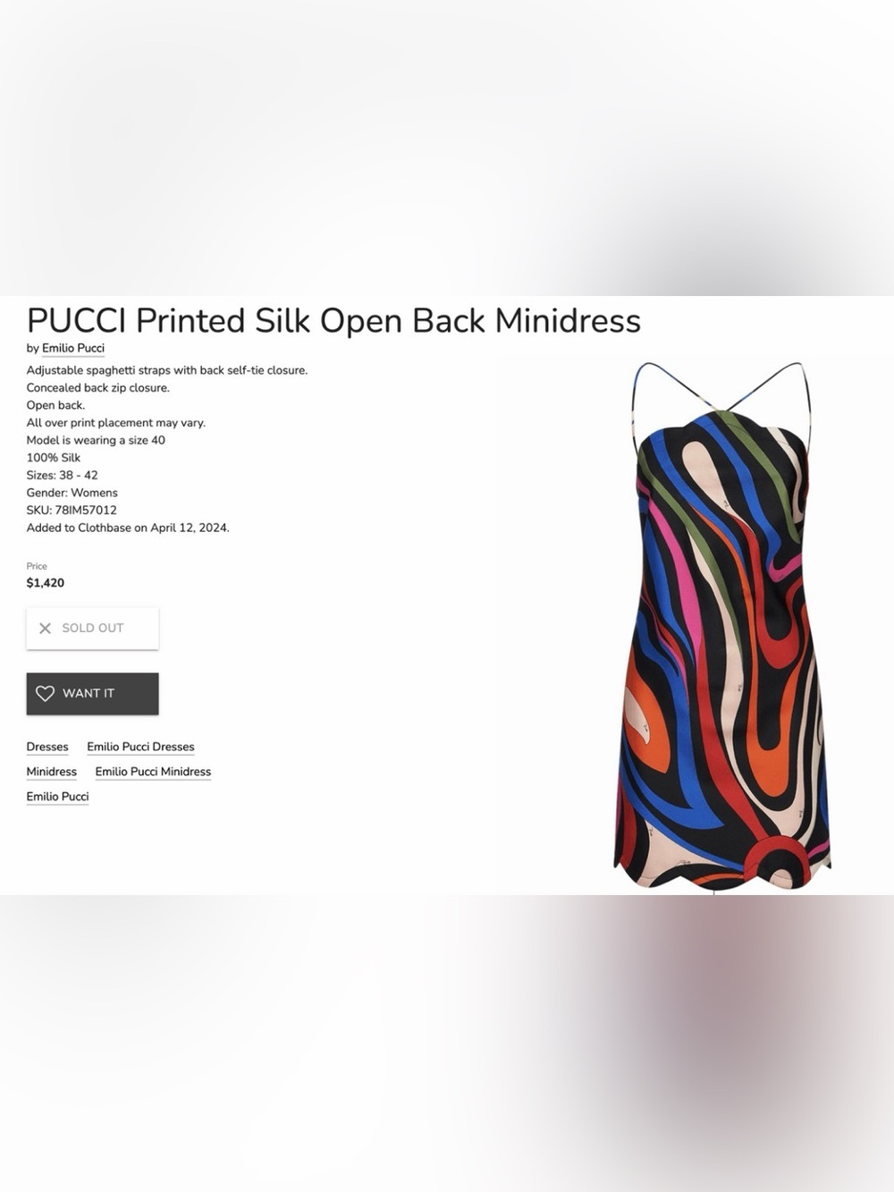 Pucci Backless Dress Size 36, USA 4 - Picture 3 of 8
